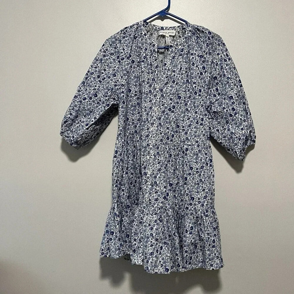 Apiece Apart Blue Mitte Floral Poplin Button Front‎ Mini Dress Size XS - Picture 4 of 11